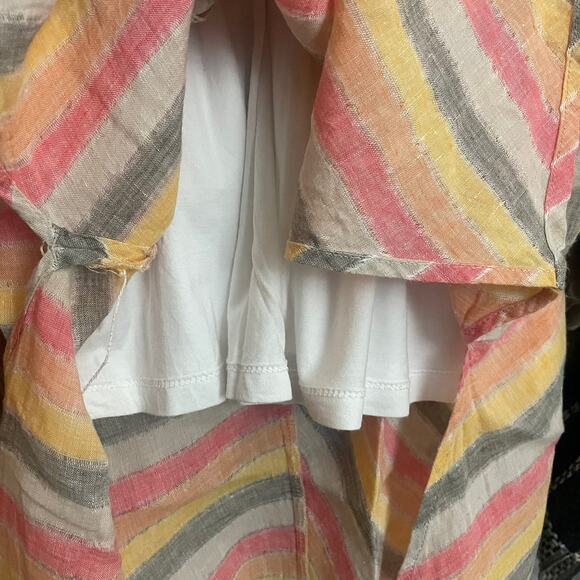 J Jill Love Linen Petite M Striped Linen Maxi Dress Summer Coastal Casual‎ Lined - Picture 12 of 14